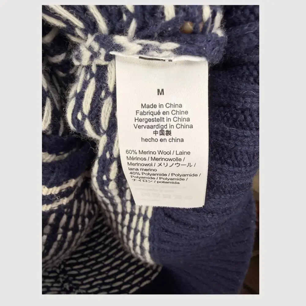 Vintage J.Crew Navy Chunky Wool Fisherman Cardigan | Oversized Cozy Knit